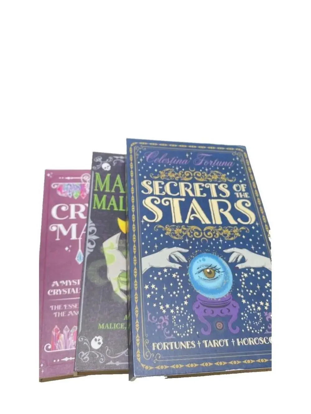 Halloween Spell Book, Tarot, Crystal Decor, Stacking Books, 3pc Brand New!